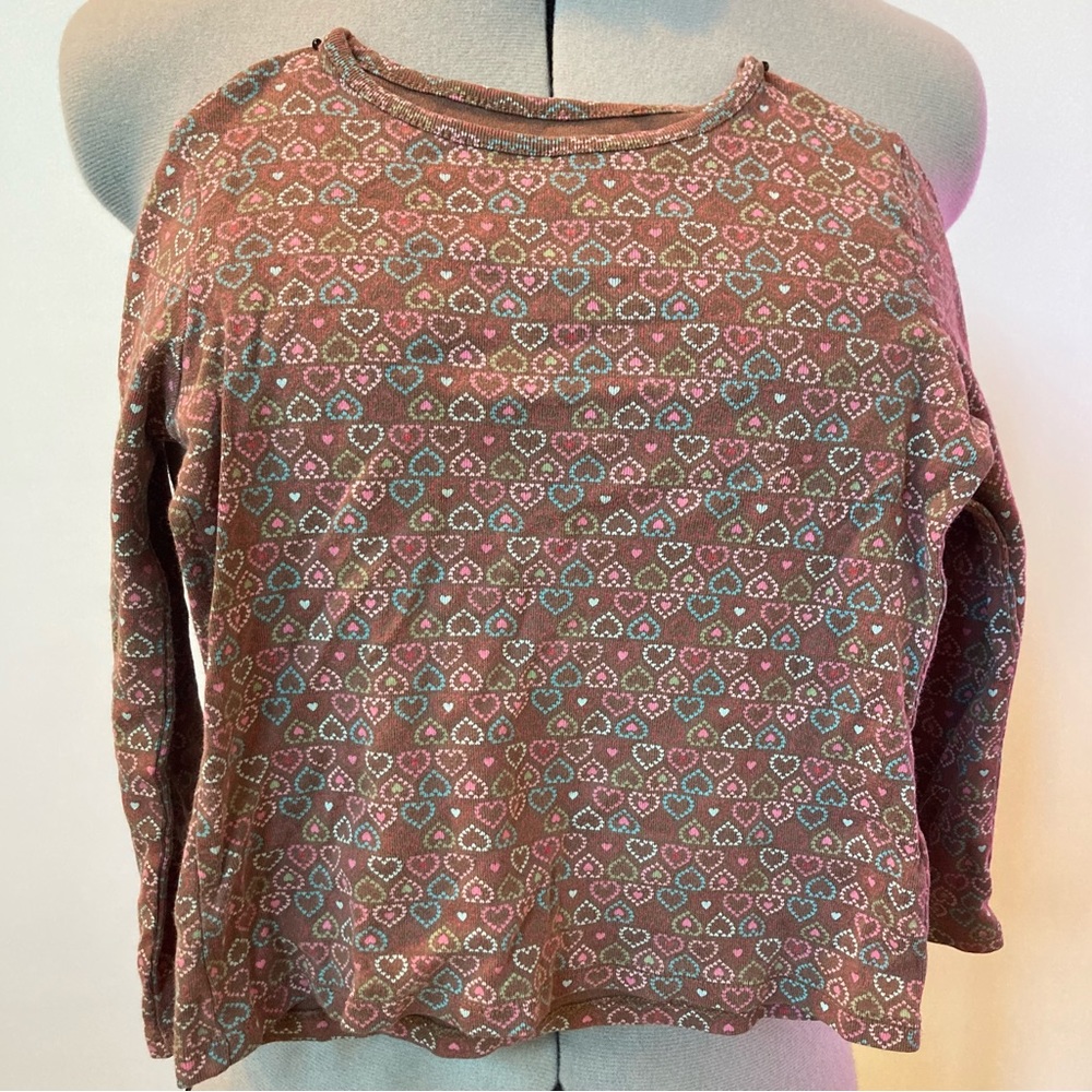 Long sleeve cotton shirt with hearts pattern